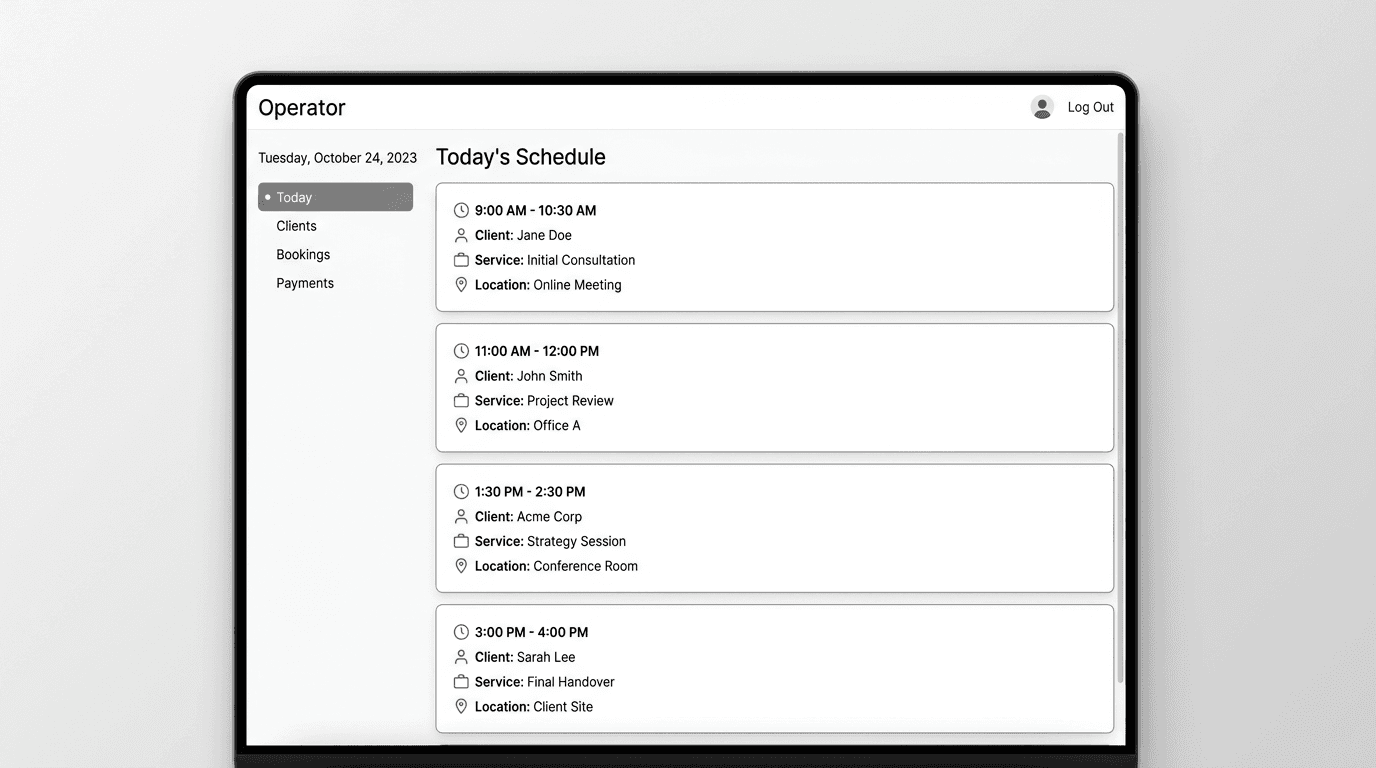 Operator client portal
