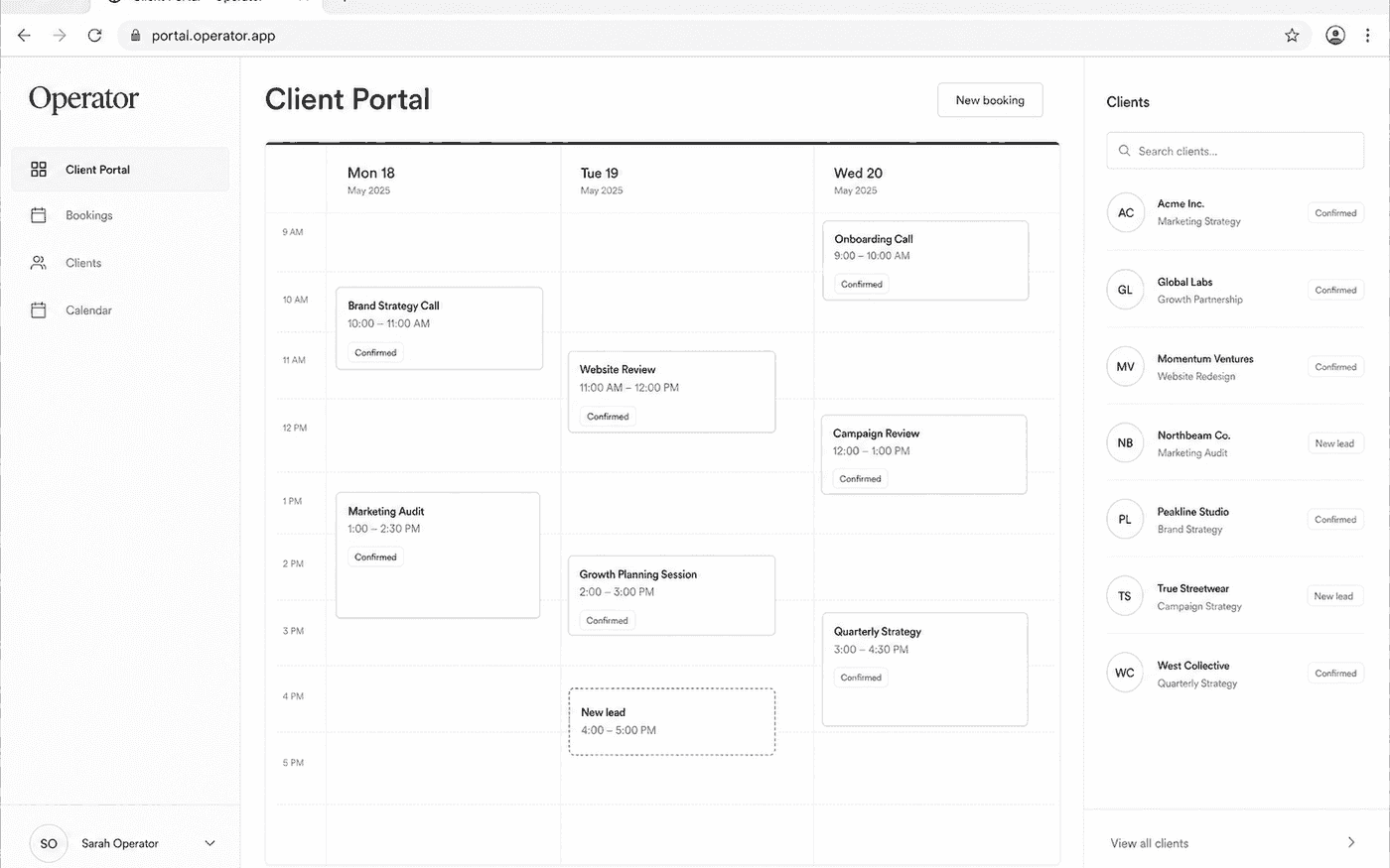 Client portal (Operator)